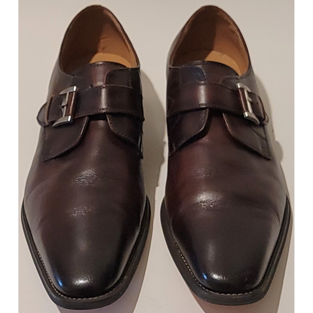 La Milano Men's Genuine Leather Upper Single Monk Oxfords Dark Brown-20 Sz 14